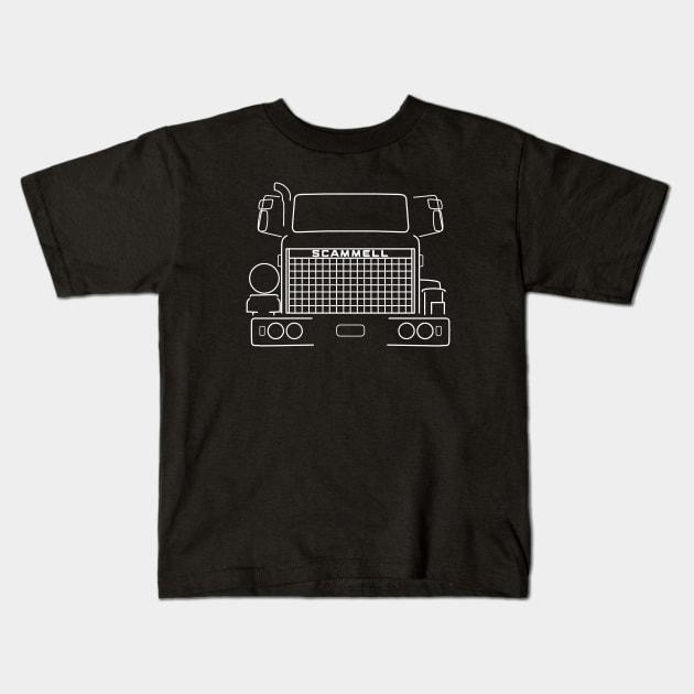 Scammell S24 classic lorry white outline graphic Kids T-Shirt by soitwouldseem